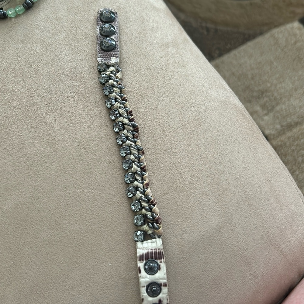 Henri Bendel, leather cloth stone bracelet